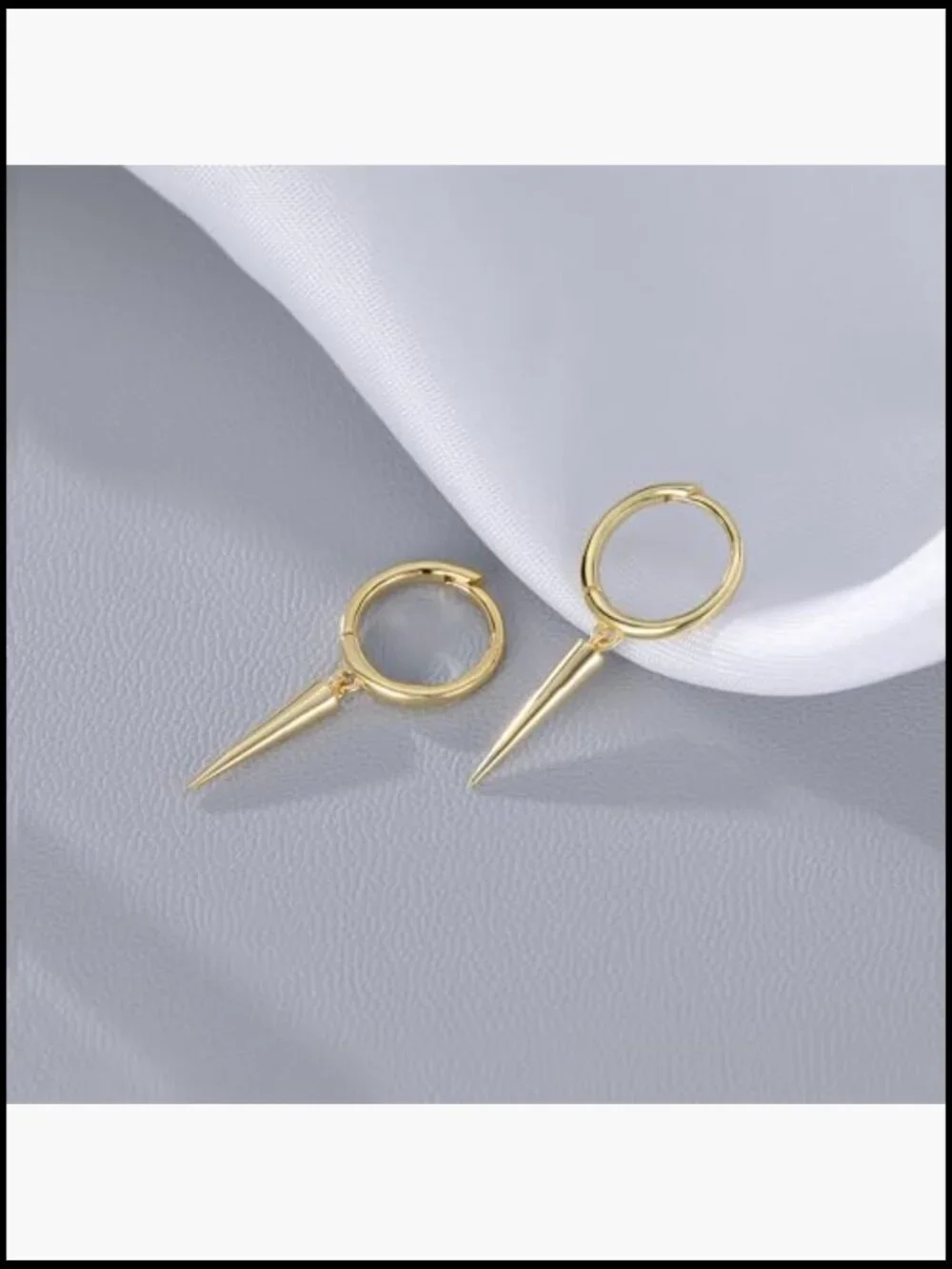 Geometric Spike Small Hoop Earrings Silver Sterling Silver Huggie Drop Minimal
